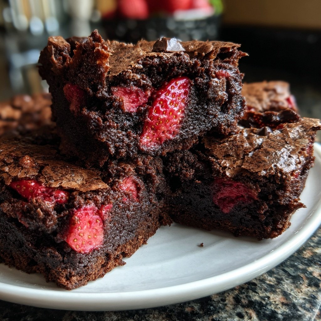 Cottage Cheese Brownies with Strawberry Pieces