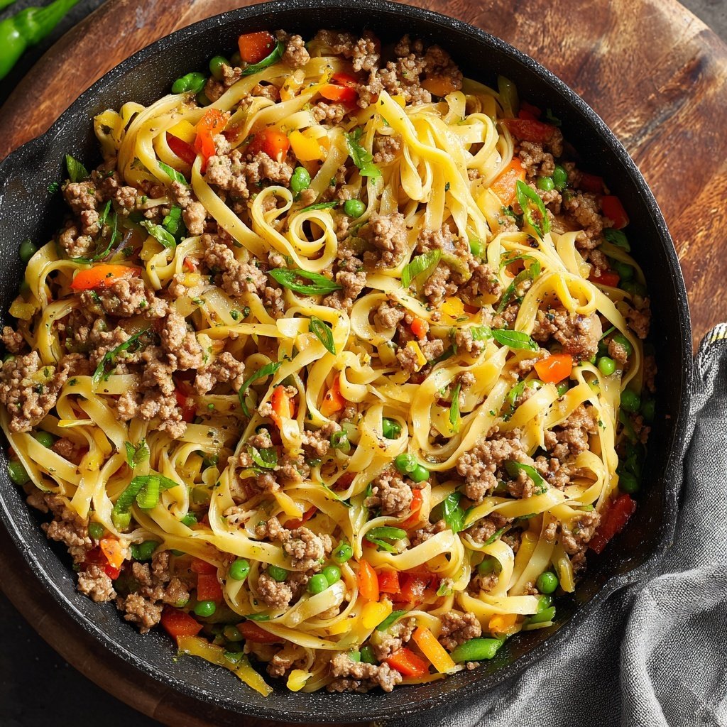 Ground Beef And Noodle Skillet