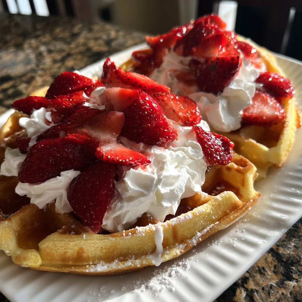 Valentines Breakfast Strawberry Waffles