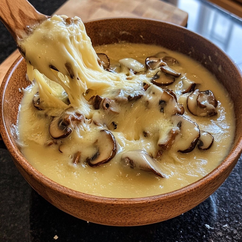 Fondue with Gruyere and Mushrooms